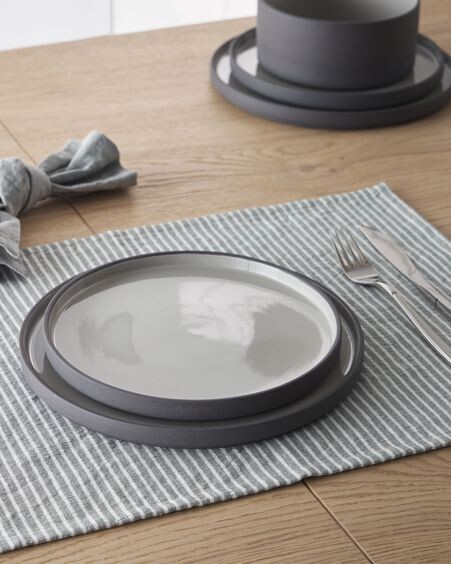 Set Imalay de 2 individuales de algodón y lino gris 35 x 50 cm
