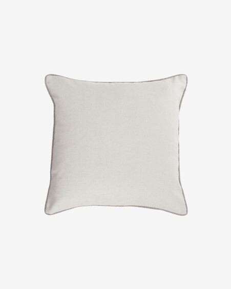 Funda cojín Alcara blanco con borde gris 45 x 45 cm