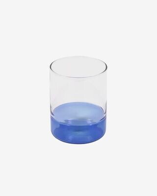 Vaso Dorana vidrio transparente y azul