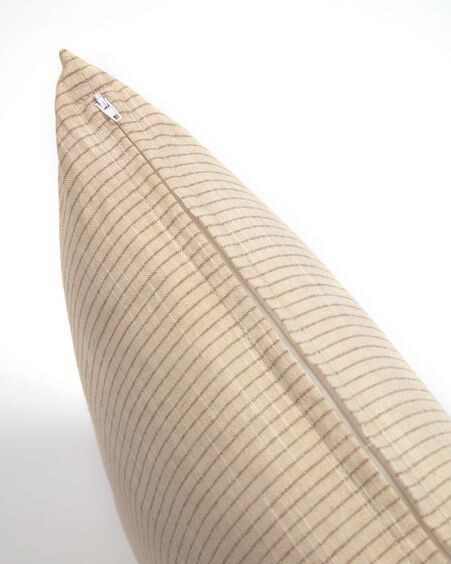 Funda de cojín Agostina 100% algodón con rayas beige 45 x 45 cm