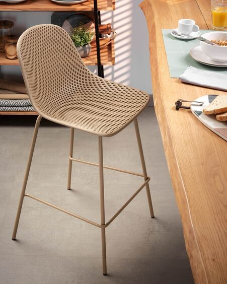 Taburete Quinby beige altura 75 cm