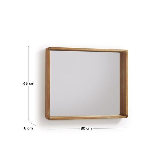 Espejo Kuveni de madera maciza de teca 80 x 65 cm