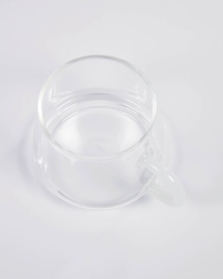 Vaso Laude de vidrio transparente y blanco