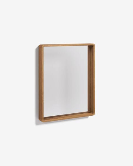 Espejo Kuveni de madera maciza de teca 80 x 65 cm