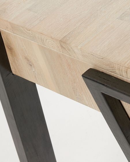 Escritorio Thinh de madera maciza de acacia y patas de acero con acabado negro 125 x 60 cm