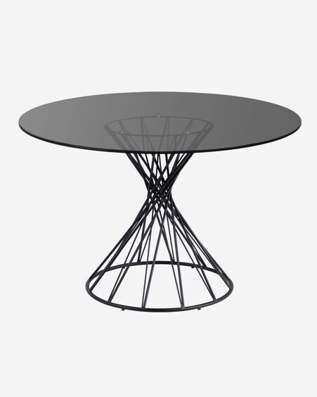 Mesa redonda Niut de cristal y patas de acero acabado negro Ø 120 cm