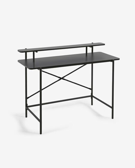 Escritorio Galatia de melamina negro y patas de acero con acabado negro 120 x 60 cm
