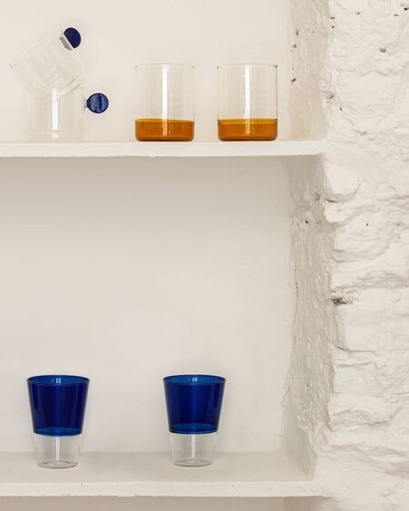 Vaso Dorana vidrio transparente y naranja