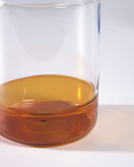 Vaso Dorana vidrio transparente y naranja