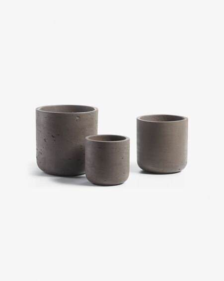 Set Low de 3 maceteros marrón Ø 18 cm / Ø 15 cm / Ø 12 cm