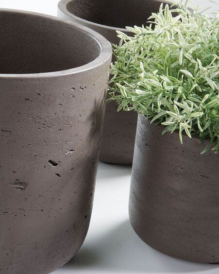 Set Low de 3 maceteros marrón Ø 18 cm / Ø 15 cm / Ø 12 cm