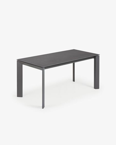 Mesa extensible Axis porcelánico acabado Vulcano Roca patas antracita 160 (220) cm