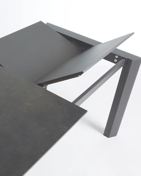 Mesa extensible Axis porcelánico acabado Vulcano Roca patas antracita 160 (220) cm