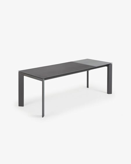 Mesa extensible Axis porcelánico acabado Vulcano Roca patas antracita 160 (220) cm