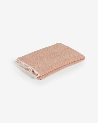 Manta Casilda de lino y algodón rosa 130 x 170 cm