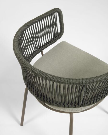 Silla Nadin de cuerda verde y patas de acero galvanizado