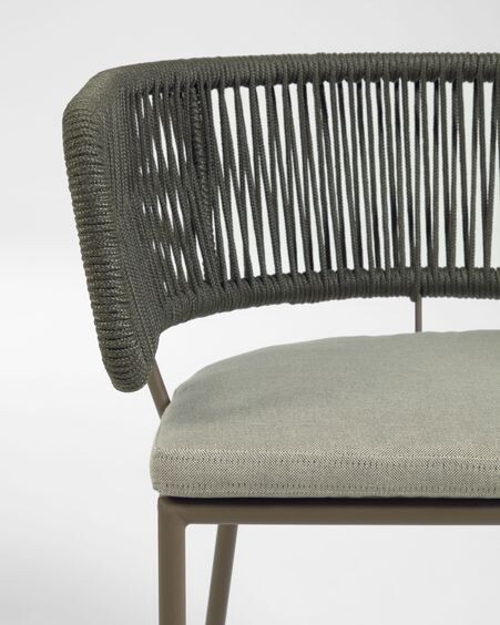 Silla Nadin de cuerda verde y patas de acero galvanizado