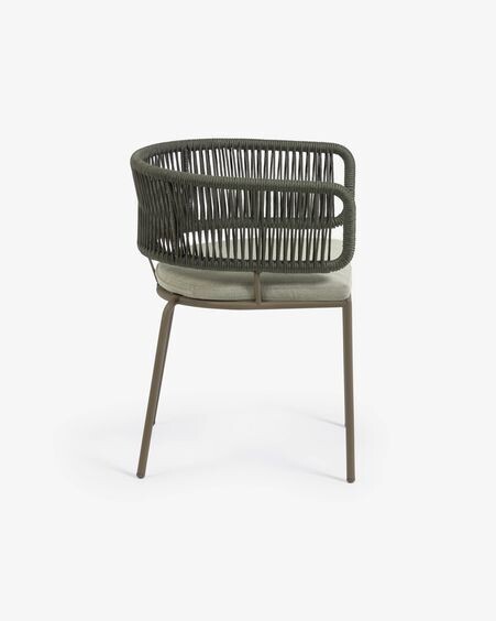 Silla Nadin de cuerda verde y patas de acero galvanizado