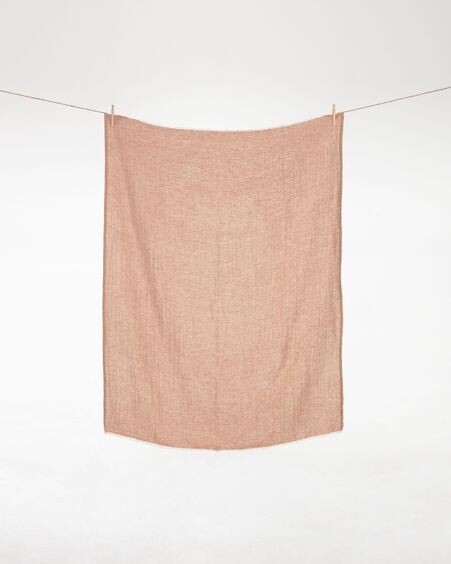Manta Casilda de lino y algodón rosa 130 x 170 cm