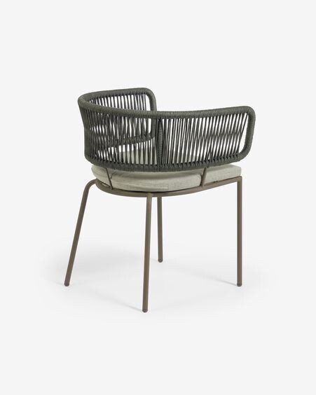 Silla Nadin de cuerda verde y patas de acero galvanizado