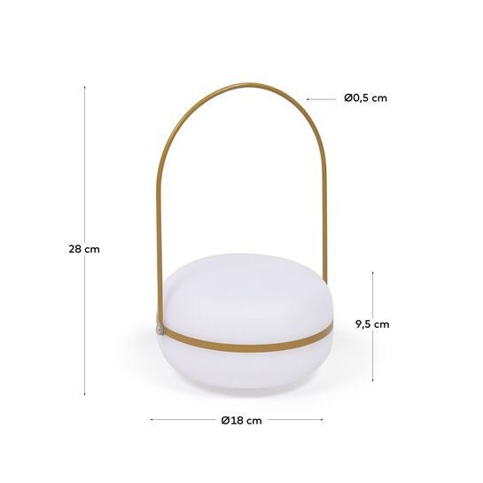 Lámpara de mesa Tea de polietileno y metal acabado mostaza