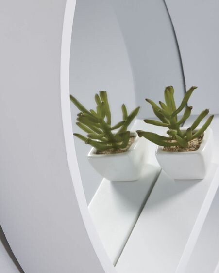 Espejo Grag de madera maciza de mango acabado blanco Ø 45 cm