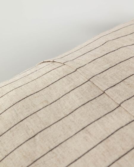 Funda de cojín Sagira 100% algodón beige con rayas y borlas marrón 45 x 45 cm