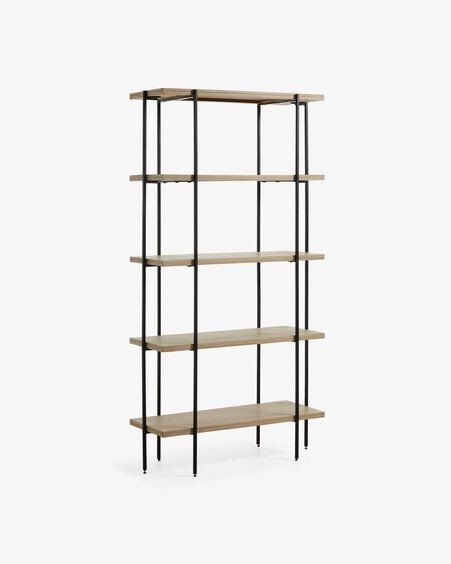 Estantería Palmia de madera maciza de mango y metal acabado negro 100 x 191 cm