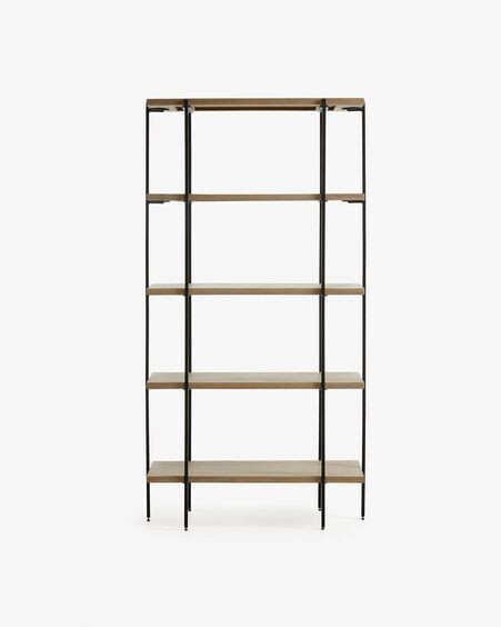 Estantería Palmia de madera maciza de mango y metal acabado negro 100 x 191 cm