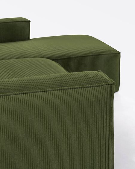 Sofá Blok 3 plazas chaise longue derecho pana gruesa verde 300 cm