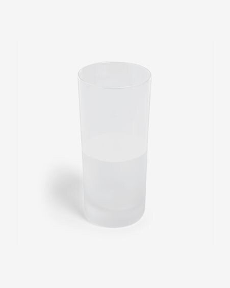 Vaso grande Lilli de vidrio transparente y blanco