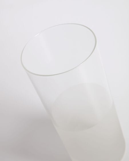Vaso grande Lilli de vidrio transparente y blanco