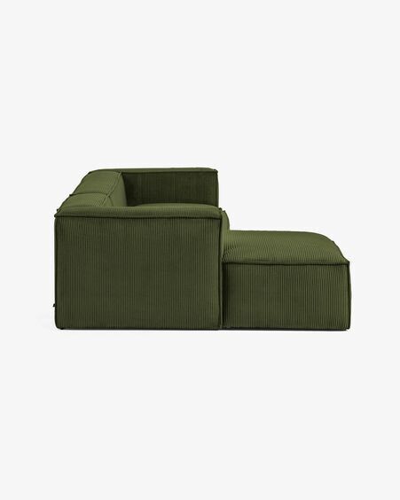 Sofá Blok 4 plazas chaise longue izquierdo pana gruesa verde 330 cm