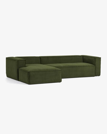 Sofá Blok 4 plazas chaise longue izquierdo pana gruesa verde 330 cm Sofá Blok 4 plazas chaise longue izquierdo pana gruesa verde 330 cm