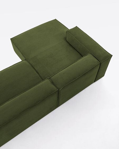 Sofá Blok 4 plazas chaise longue izquierdo pana gruesa verde 330 cm