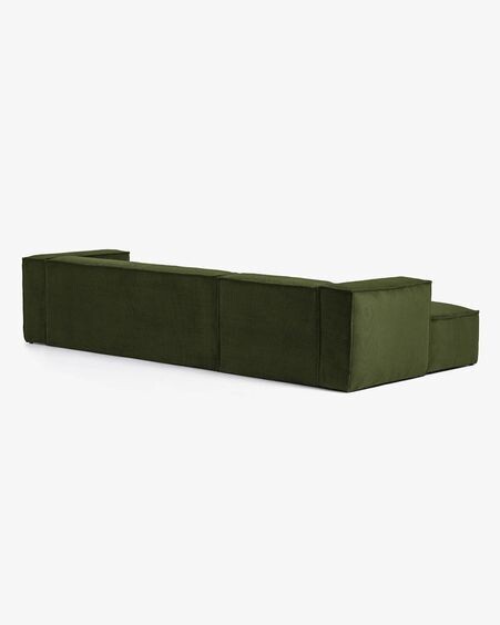 Sofá Blok 4 plazas chaise longue izquierdo pana gruesa verde 330 cm