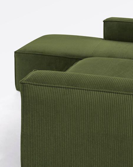 Sofá Blok 4 plazas chaise longue izquierdo pana gruesa verde 330 cm