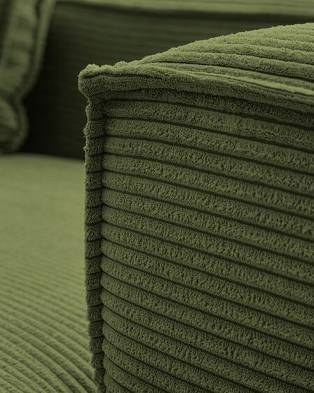 Sofá Blok 4 plazas chaise longue izquierdo pana gruesa verde 330 cm