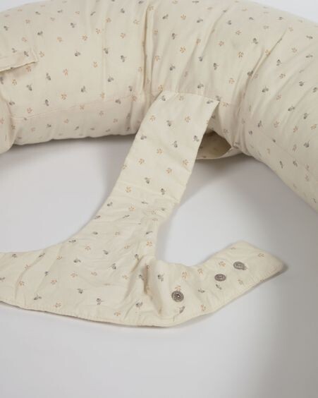 Cojín de lactancia Yamile 100% algodón orgánico (GOTS) beige con hojas multicolor