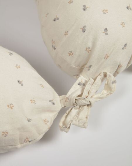 Cojín de lactancia Yamile 100% algodón orgánico (GOTS) beige con hojas multicolor