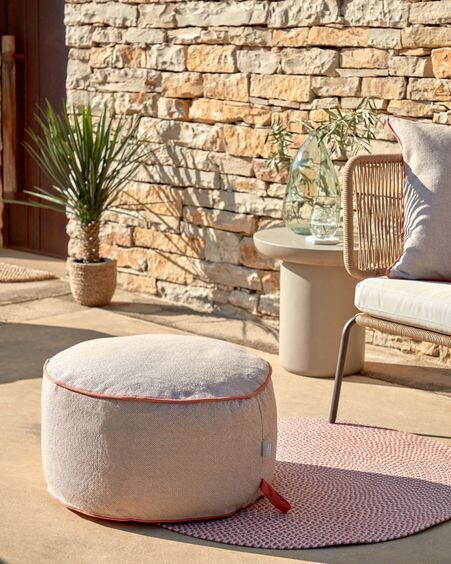 Puf exterior Dalila de PET beige Ø 60 cm