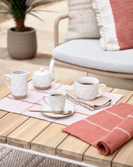 Set Micaela de 2 individuales 100% PET beige