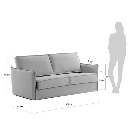 Sofá cama Samsa 2 plazas poliuretano gris 140 cm