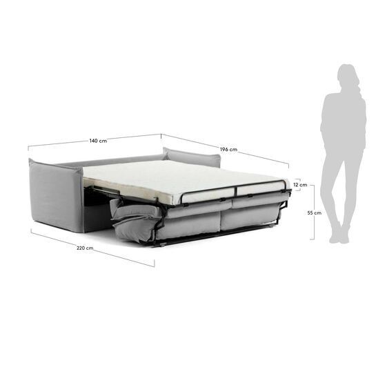 Sofá cama Samsa 2 plazas poliuretano gris 140 cm
