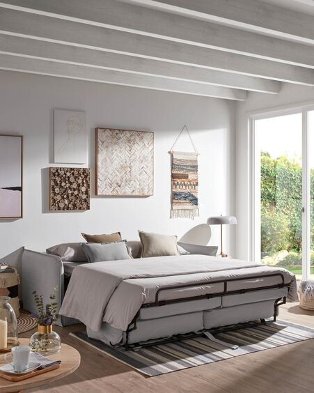 Sofá cama Samsa 2 plazas poliuretano gris 140 cm