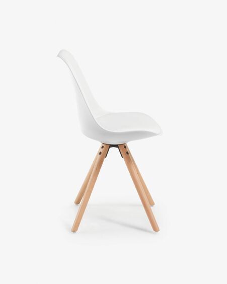 Silla Ralf blanco y patas de madera maciza de haya