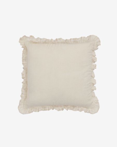 Funda cojín Nacha de algodón y lino beige 45 x 45 cm