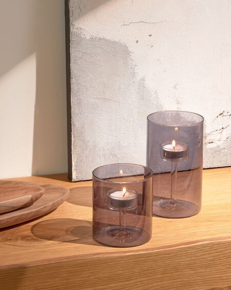Candelabro pequeño Rylee gris oscuro