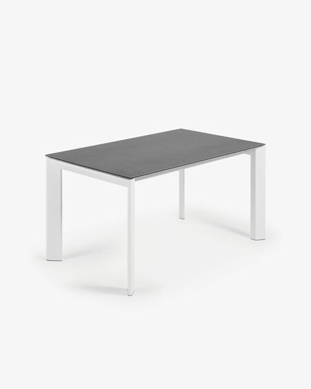 Mesa extensible Axis porcelánico acabado Vulcano Roca y patas acero blanco 140 (200) cm