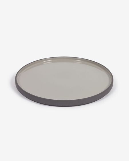 Plato plano Thianela de porcelana gris